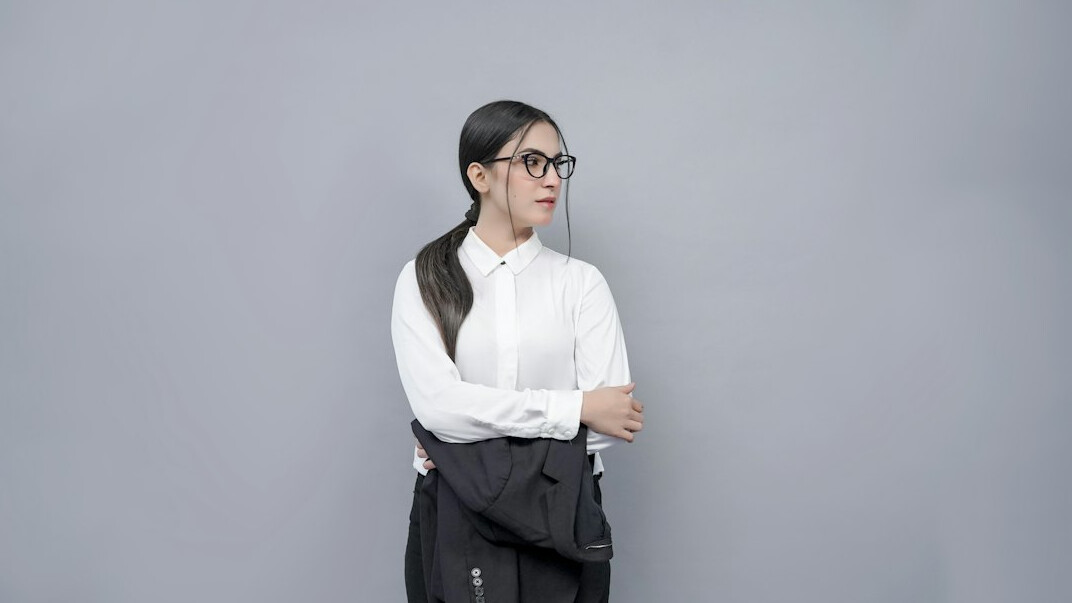 confident businesswoman presenting