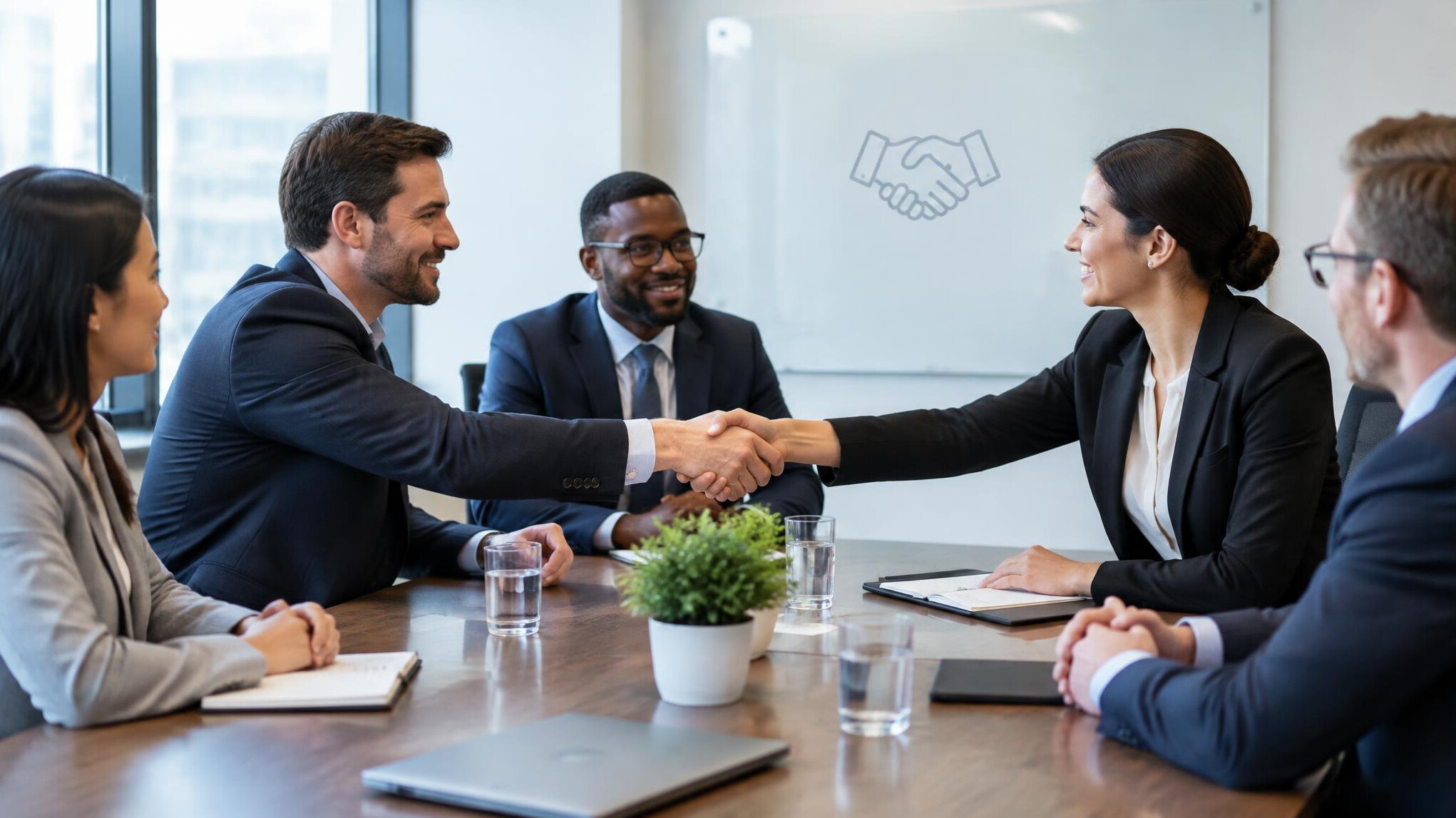 business people negotiating in meeting room